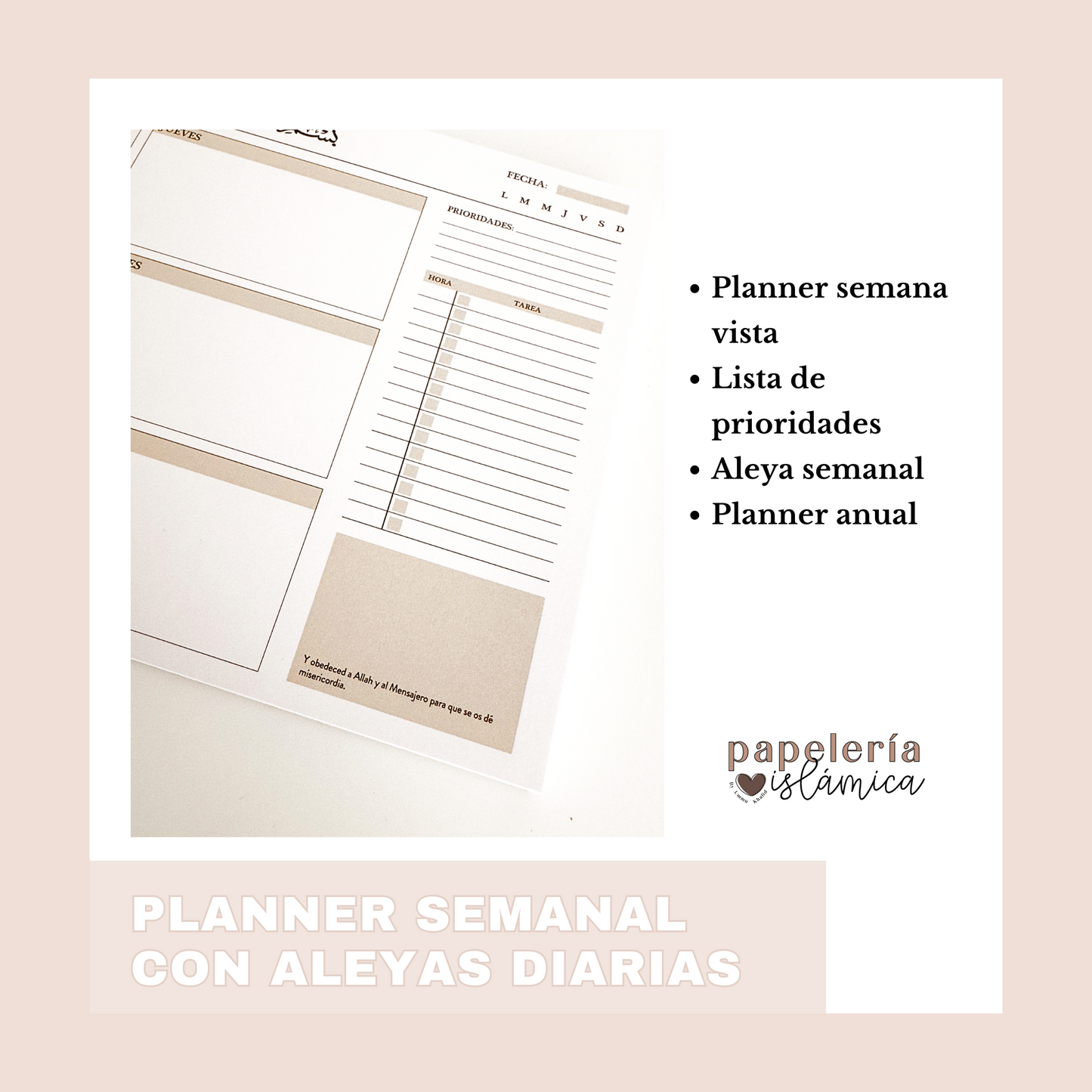 PLANNER SEMANAL ISLÁMICO CON ALEYAS