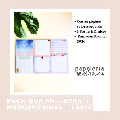 PACK QUR'AN COLORES + RAMADAN PLANNER + POST-ITS