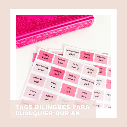 TAGS BILINGÜES ROSA PARA EL QUR'AN