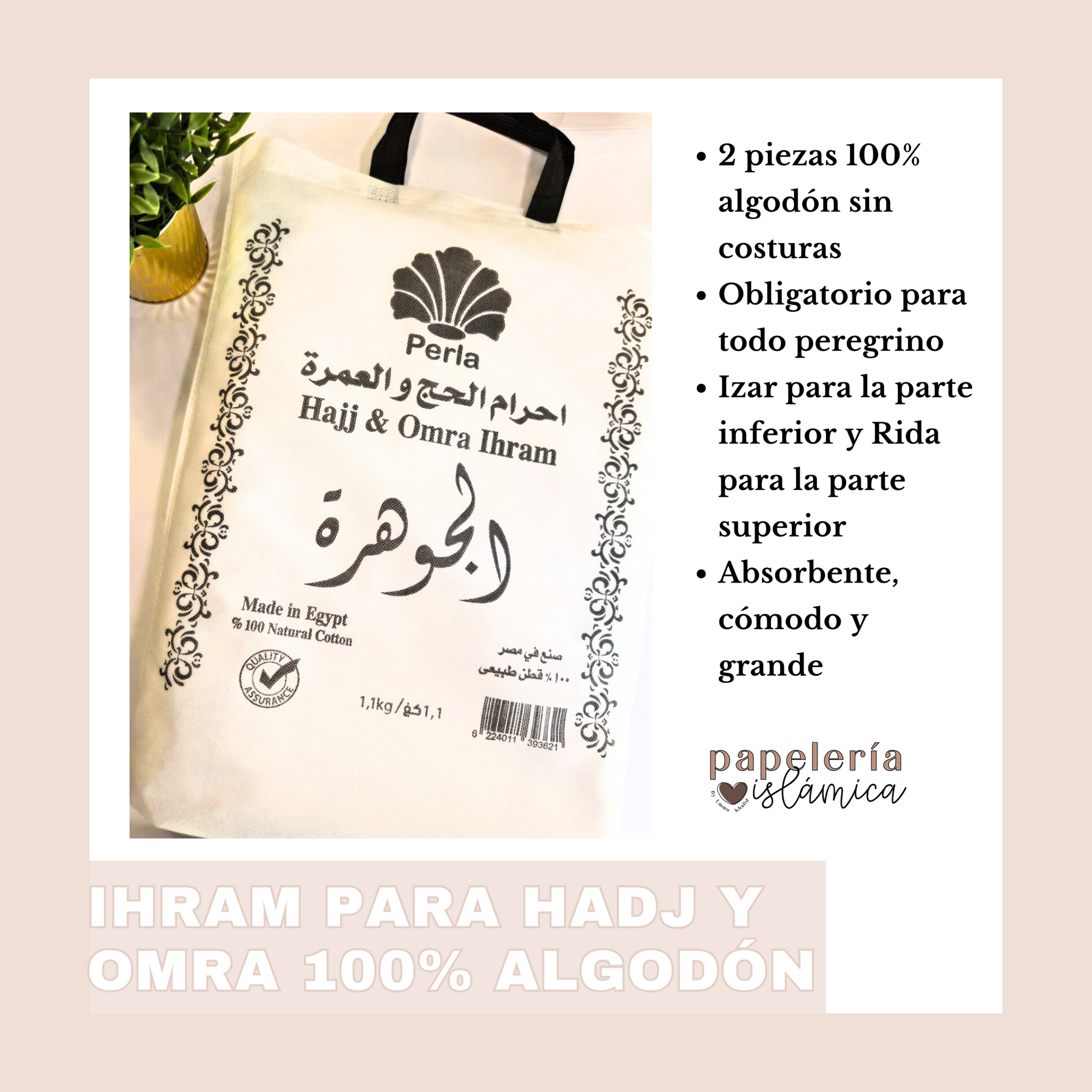 Ihram PARA HADJ Y OMRA 100 POR 100 ALGODON PAPELERIAISLAMICA SUNNAH MEKKA MAKKAH 1