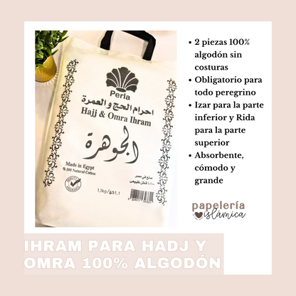 Ihram PARA HADJ Y OMRA 100 POR 100 ALGODON PAPELERIAISLAMICA SUNNAH MEKKA MAKKAH 1